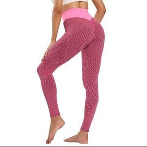 Pink TikTok Leggings Ruched Butt Lifting